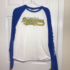 North Alameda Destroyers Baseball Style Long Sleeve Shirt by Hollister Size M
